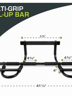 Adjustable Multi-Grip Doorway Pull-Up Bar - Black